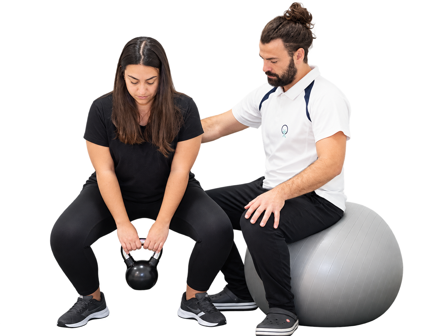 Entrenamiento con kettlebell y fisioterapeuta